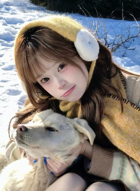 韩系黄色针织毛绒耳罩女冬季加厚保暖防寒学生骑行耳暖耳包耳捂子