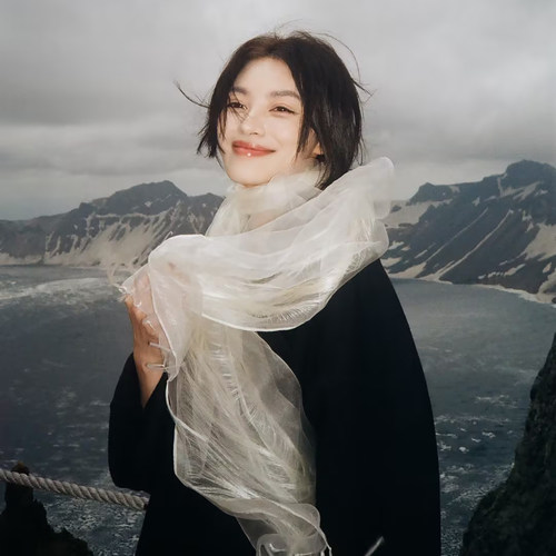 高端定制！韩版网纱真丝薄款丝巾女纱巾春夏季文艺清冷感围巾披肩
