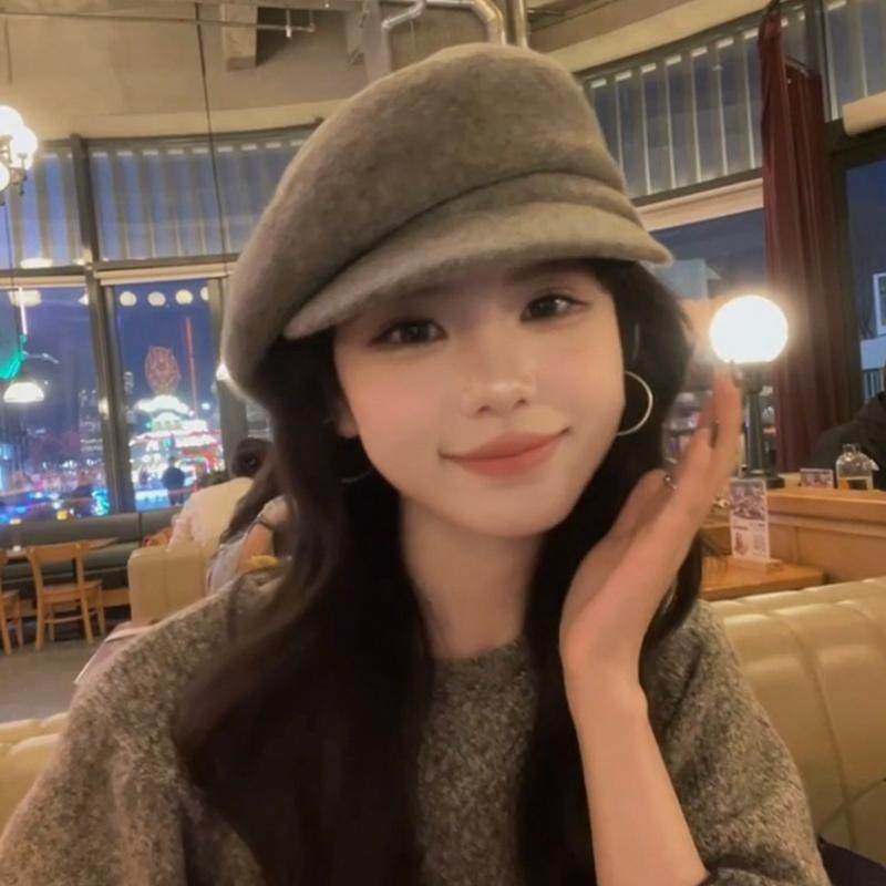 羊毛呢八角帽女秋冬新款