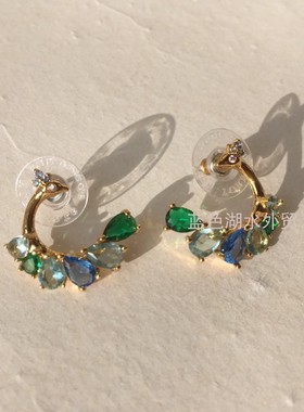 AS-SS-025 绝美镀真金镶仿水晶!外贸出口美国105美金轻奢原单耳饰