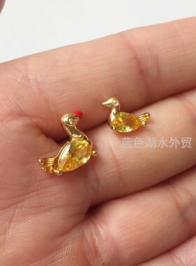 AS-SS-025 爱心 黄铜镀真金镶嵌仿水晶!外贸出口美国轻奢原单耳钉