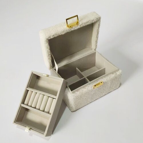 AS-HB-002 高档双层仿羔羊毛面!外贸出口美国原单 首饰盒珠宝盒