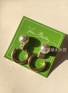 AS-SS-025 超赞大牌货!外贸出口美国原单 仿珍珠金色耳饰耳钉耳环