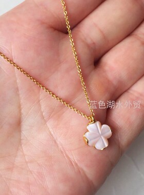 AS-SS-017 精美yyds 外贸出口美国大p原单镀真金黄金镶仿宝石项链