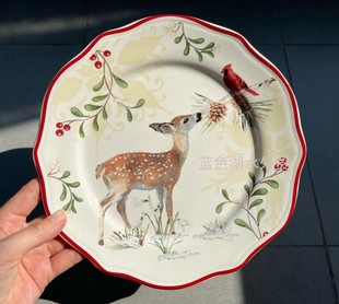 美单艺术陶瓷外贸出口美国原单 094 花朵边陶瓷平盘餐盘 CYGJ