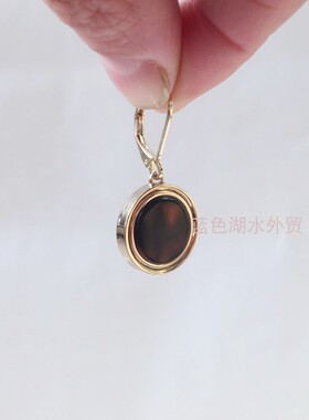 AS-SS-050 镀K金镶仿玳瑁 经典老钱范 外贸出口美国原单 首饰耳坠