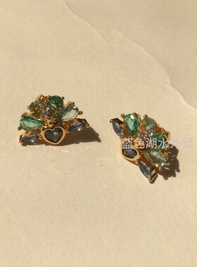 AS-SS-025 绝美镀真金镶仿水晶!外贸出口美国42美金轻奢原单耳饰