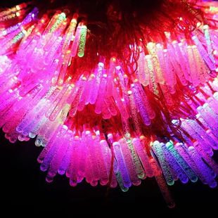 新款红线冰溜子冰条彩灯户外节日装饰庭院布置LED气泡棒灯串装饰