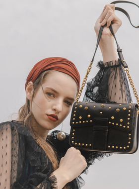 VOYAGETIME小众轻奢品牌原创复古晚宴宝石黑色质感古铜色文艺女包