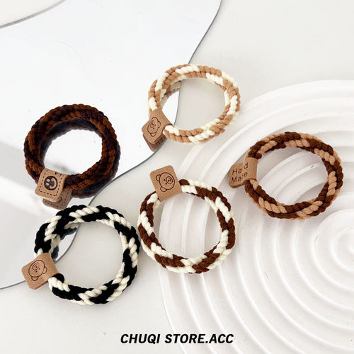chuqi store/麻花发绳扎头发圈简约百搭头绳高弹力橡皮筋贴标发饰