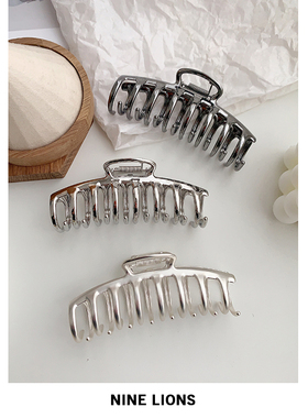 Nine Lions（饰品）复古欧美金属大号抓夹网红鲨鱼夹后脑勺夹发饰