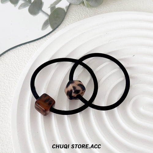 chuqi store/欧美小方块豹纹头绳基础百搭橡皮筋马尾扎发生发圈女