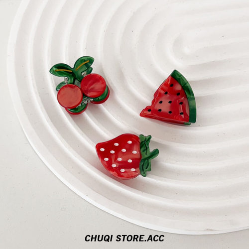 chuqi store/可爱水果小发夹迷你侧边刘海碎发夹草莓樱桃边夹发饰