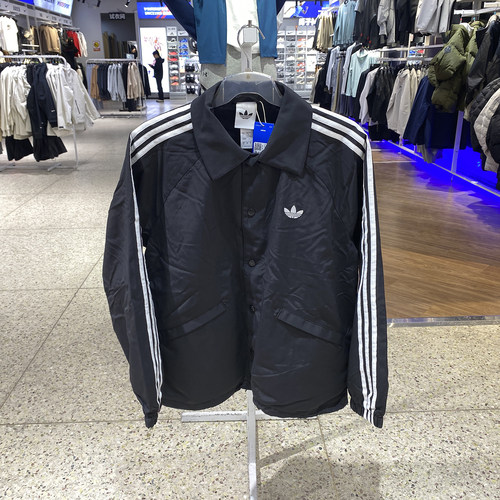阿迪达斯三叶草翻领运动夹克男