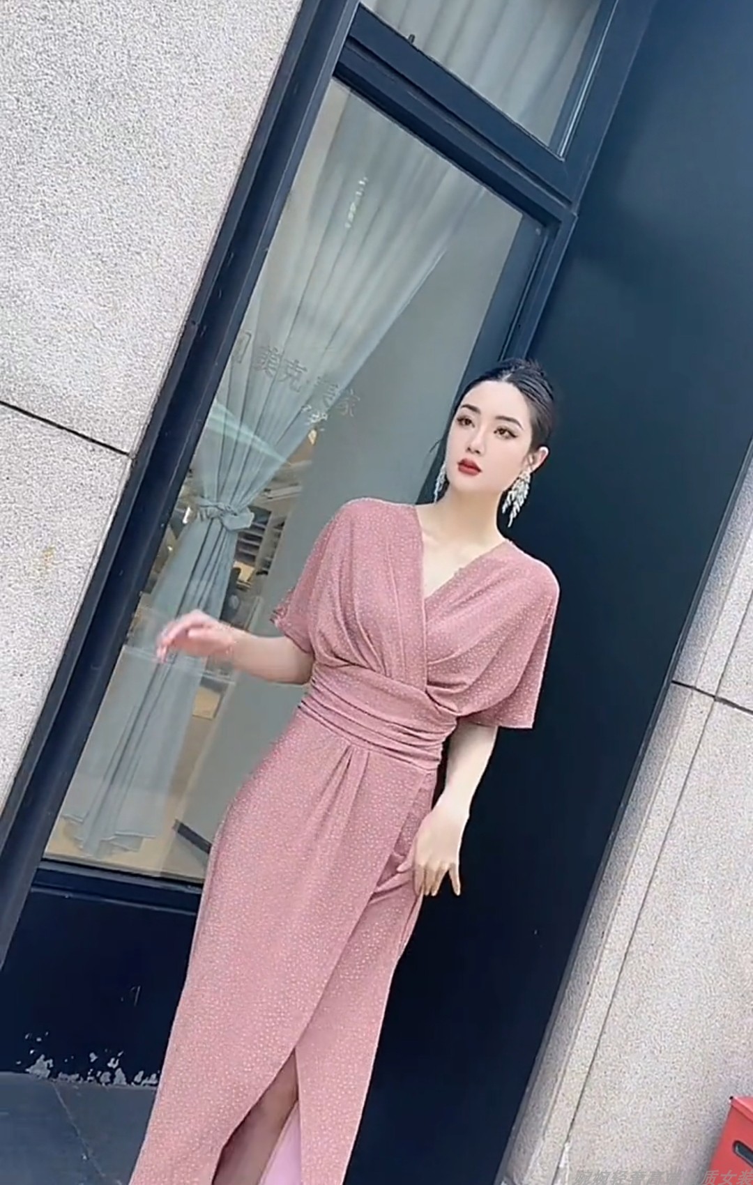 夏季法式亮闪烫钻显瘦连衣裙