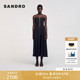 优雅A字裙摆亮色扣饰黑色抹胸长款 SANDRO2025春夏女装 法式 连衣裙