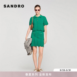 新款 立体波浪形下摆短款 女装 时尚 A字针织半裙 法式 SANDRO2026春季