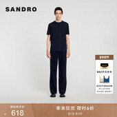 季 T恤上衣 棉质黑色简约双S刺绣圆领短袖 末6折SANDRO秋冬男装 法式