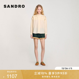 上衣衬衫 休闲棉混纺多层剪裁设计宽松长袖 法式 SANDRO2025秋冬女装