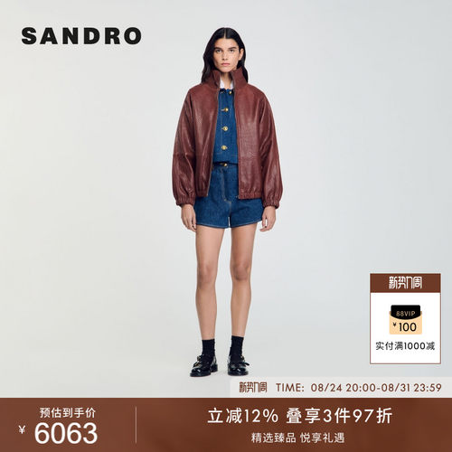 SANDRO女装时尚复古皮格外套