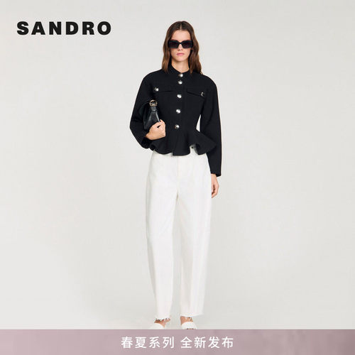 SANDRO圆领鱼尾下摆短款外套