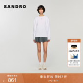 针织T恤衫 季 简约时尚 镂空字母长袖 末7折SANDRO2025秋冬新款 女装