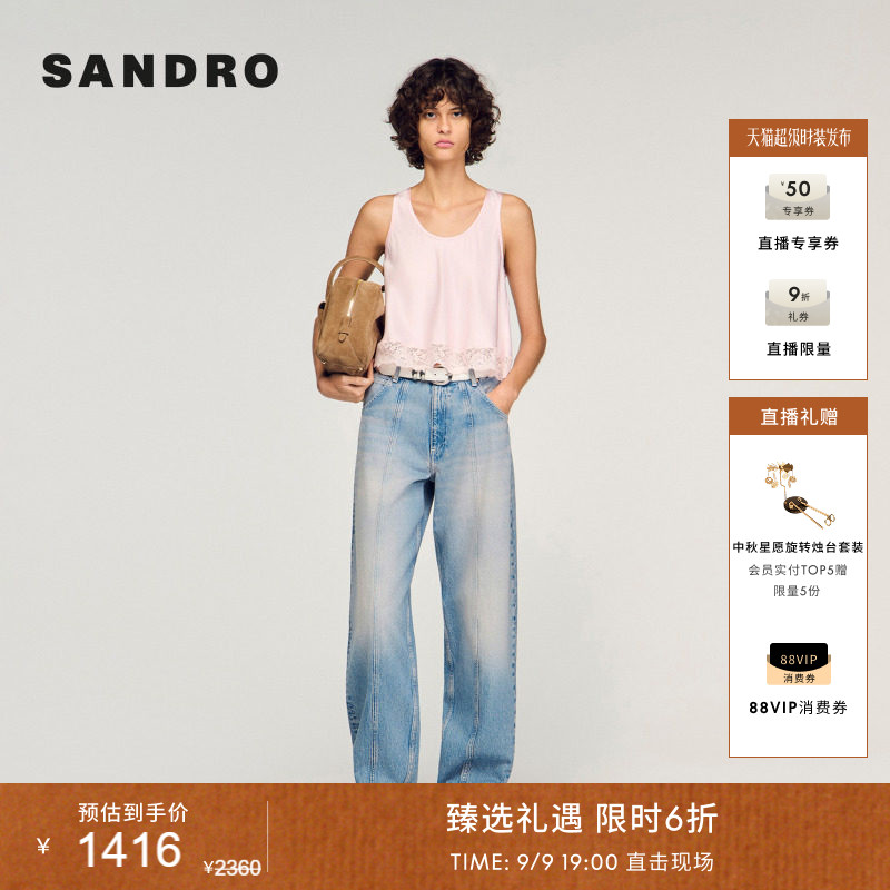 SANDRO阔腿九分牛仔气球裤图片
