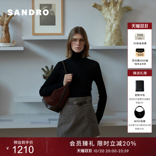 SANDRO绵羊毛高领打底针织