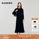 女装 季 末7折SANDRO2025秋冬新款 迪木尔风黑色单排扣针织连衣裙
