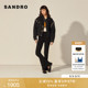 SANDRO秋冬女装 法式 甜酷宽松OVERSIZE棉质黑色仿钻落肩牛仔外套