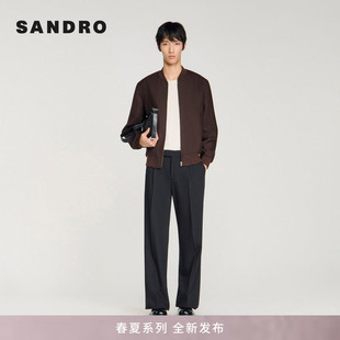 短款 SANDRO2026春夏新款 夹克 立领罗纹收口拉链长袖 时尚 男装 法式
