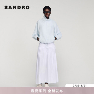 新款 落肩袖 女装 时尚 斜插口袋抽绳收腰设计夹克 法式 SANDRO2026春季
