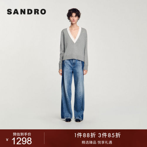 SANDRO女装气质休闲灰色针织衫