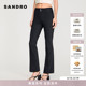 黑色拉链门襟垂直缝线高腰微喇长裤 SANDRO2026春季 法式 女装 新款