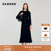 迪木尔风黑色单排扣针织连衣裙 女装 季 末7折SANDRO2025秋冬新款