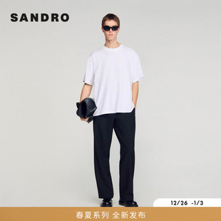 新款 针织T恤衫 男装 简约白色棉质圆领套头短款 法式 SANDRO2026春季