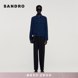 男装 米卡同款 SANDRO2026春夏新款 简约翻领正面双口袋外套 法式