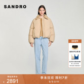 口插肩袖 季 泡芙棉服 法式 毛领松紧袖 末7折SANDRO2025秋冬新款 女装