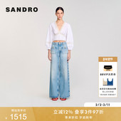 衬衫 SANDRO博主同款 棉质白色灯笼袖 镂空花边短款 2025春夏女装 法式