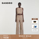 末6折SANDRO2025秋冬新款 女装 法式 季 质感复古撞色编织感花呢长裤