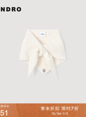 季末7折SANDRO2025秋冬新款女法式士绵羊毛纯色交叉领结围巾围脖