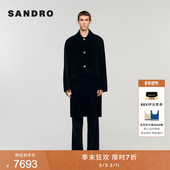 季 迪木尔风牛皮革单排扣大衣 法式 末7折SANDRO2025秋冬新款 男装