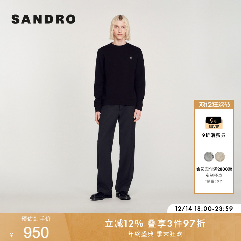 SANDRO黑色圆领针织卫衣上衣