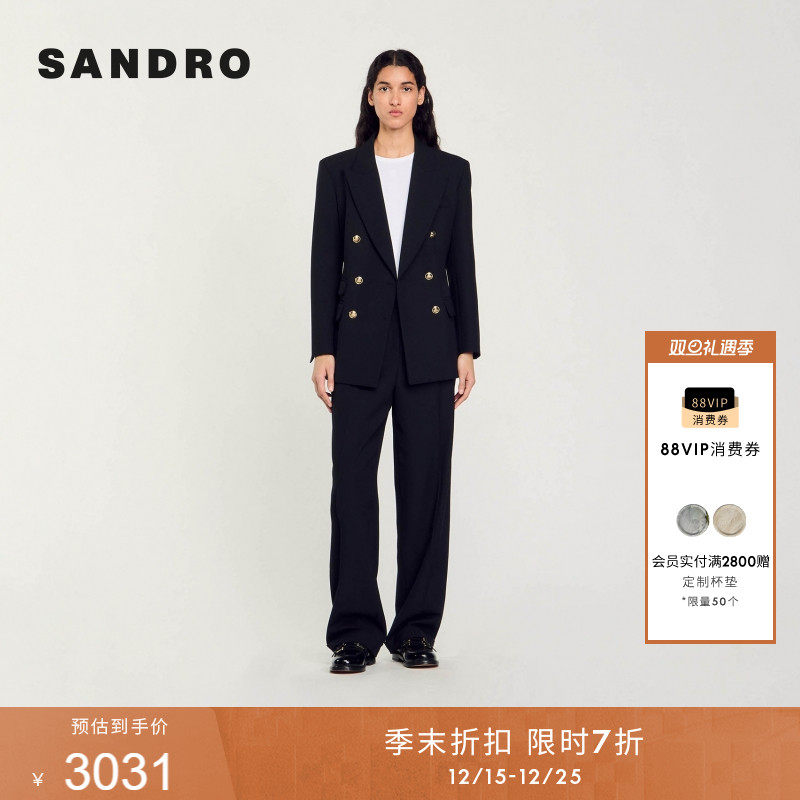 SANDRO女装法式黑色西装外套