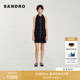 简约黑色单排扣口袋翻领无袖 SANDRO2025秋冬女装 法式 挂脖连衣裙