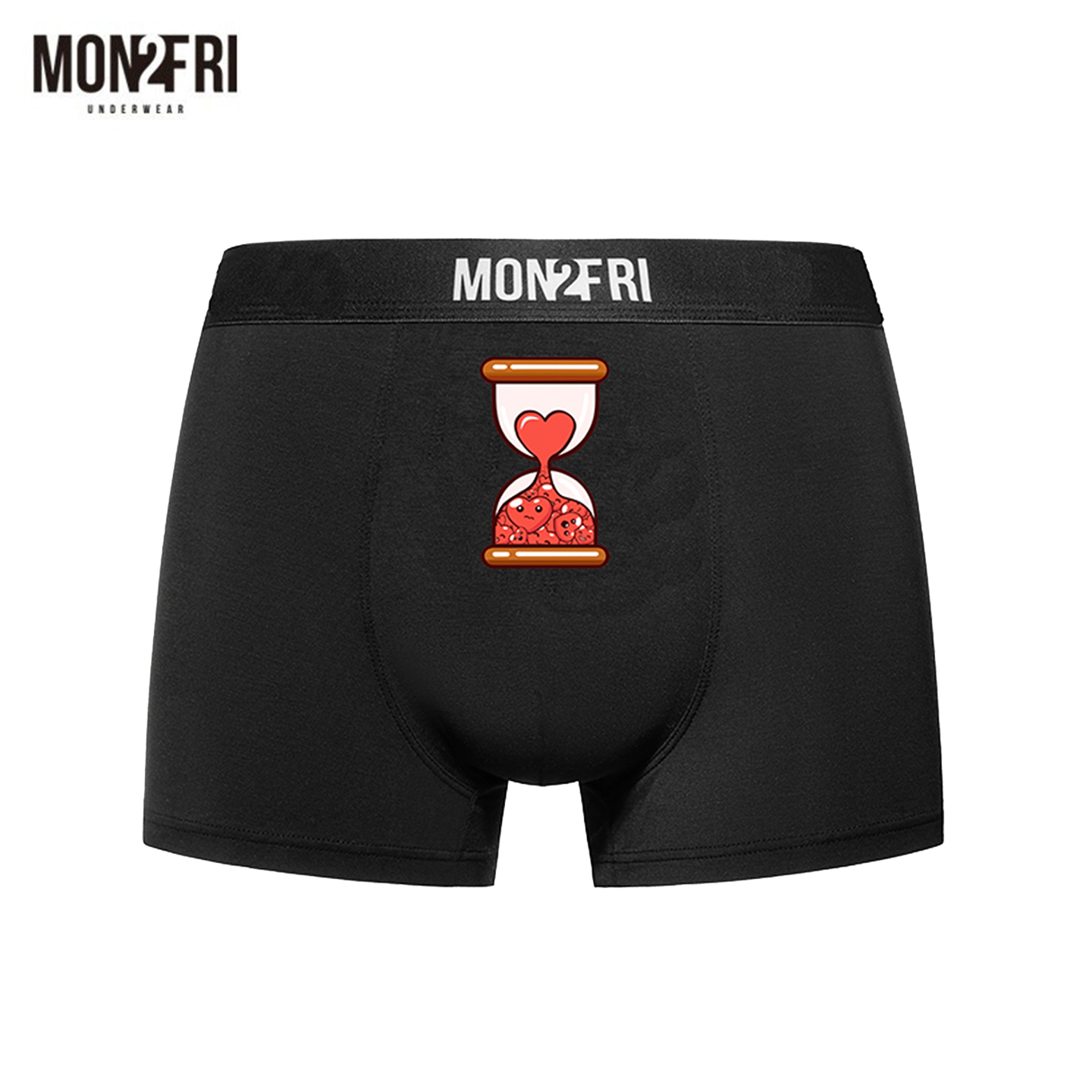 mon2fri新款男士内裤莫代尔高弹透气爱心计时平角裤青年四角裤潮