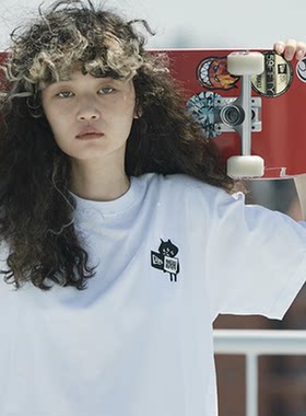 集体小众风logo刺绣精梳惊讶猫
