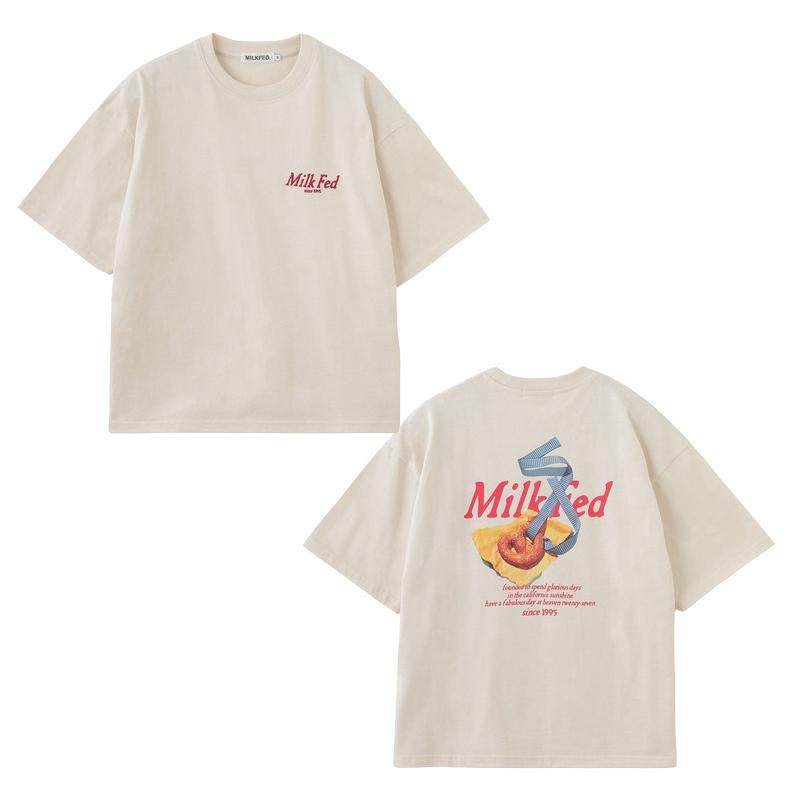 MILK家PRETZEL可爱甜品图案重磅纯棉t恤女短袖夏季宽松显瘦大tee