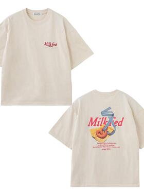 MILK家PRETZEL可爱甜品图案重磅纯棉t恤女短袖夏季宽松显瘦大tee