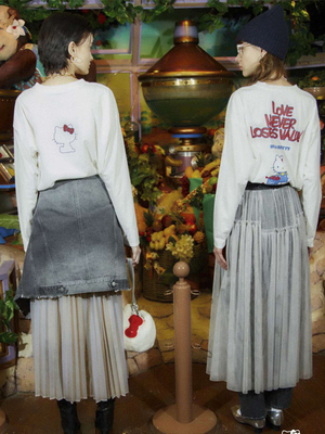 小众精梳纯棉女百搭长袖卡通